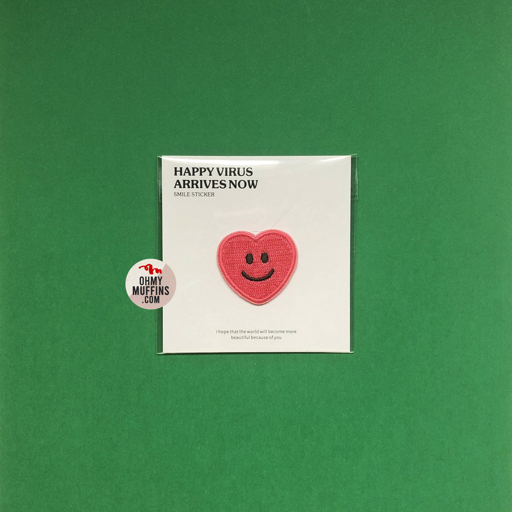 Pink Smiley Face Heart - Patch